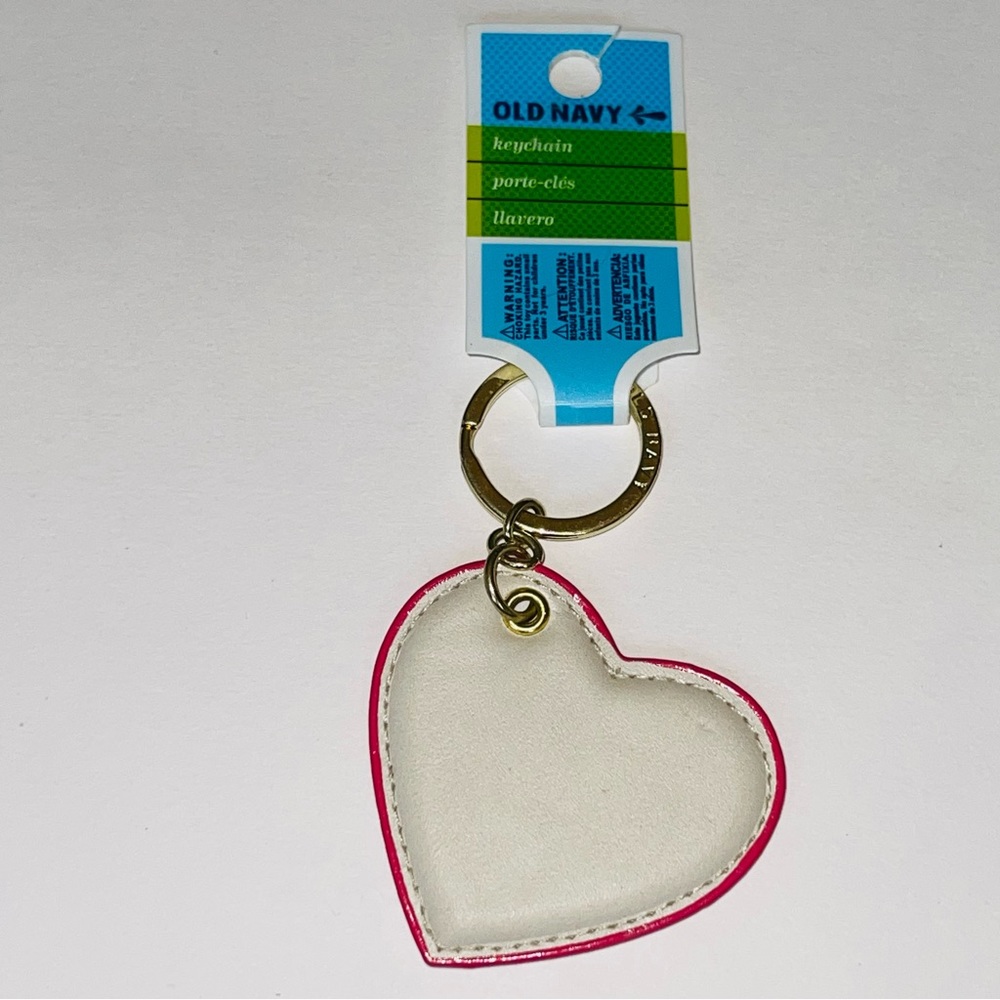 Old Navy White & Pink Heart Key Chain